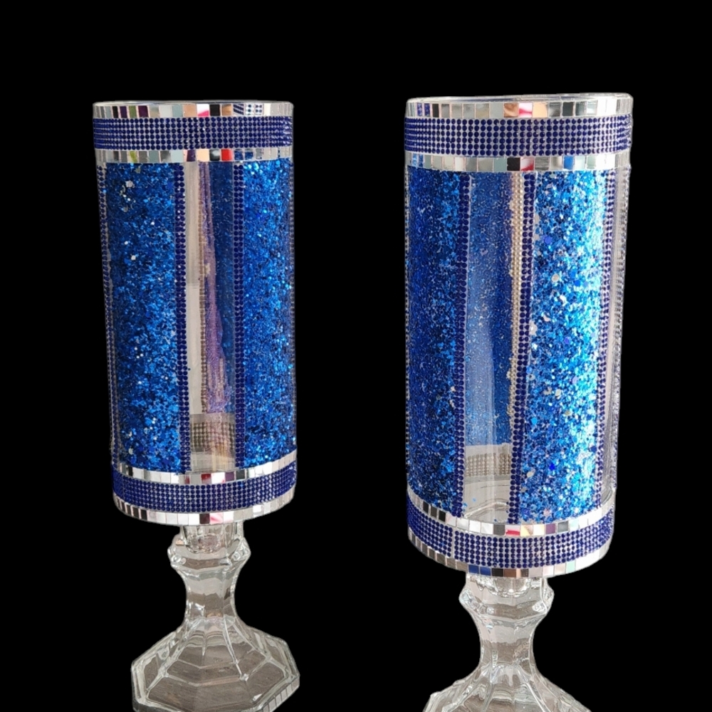 Blue Mosaic Candle Holders